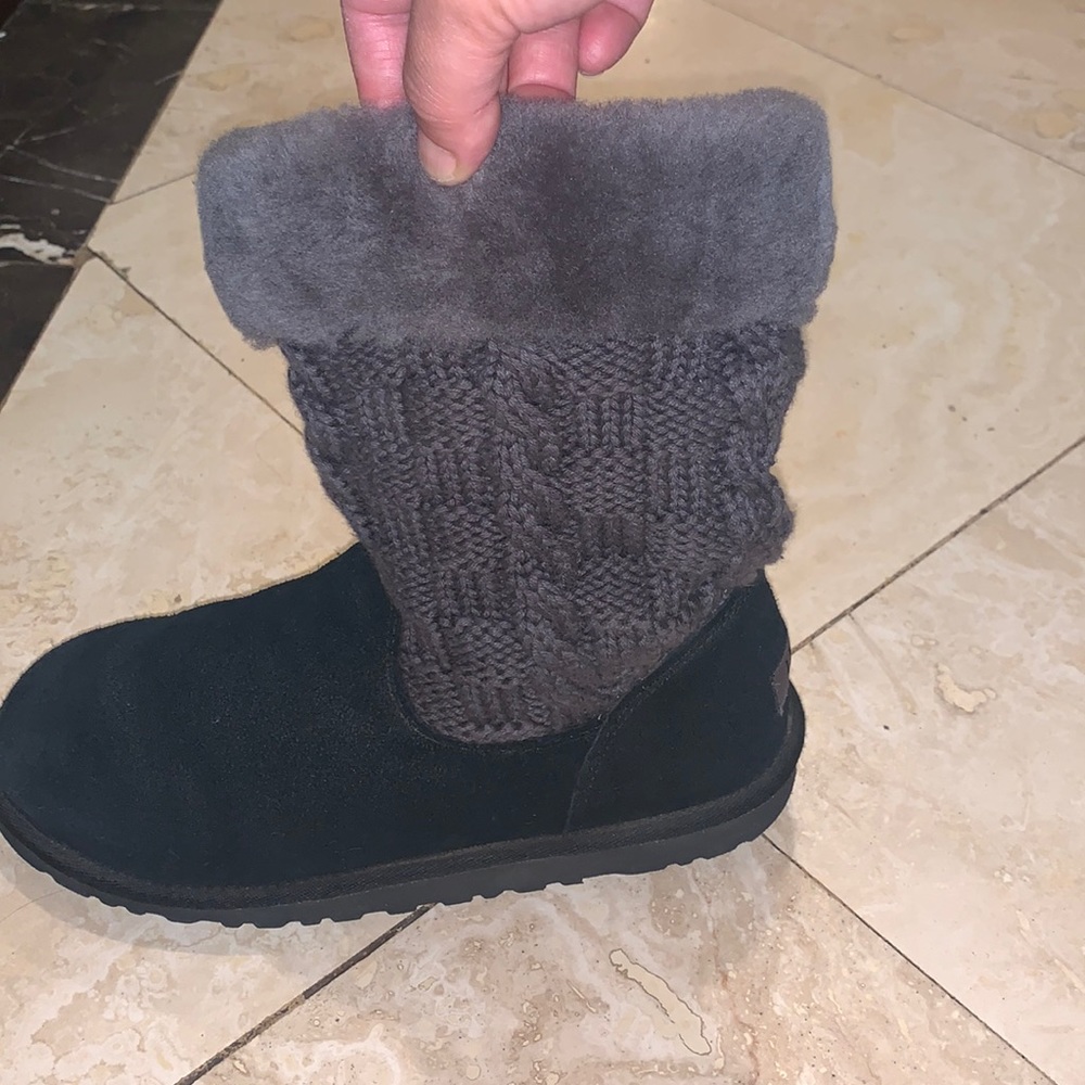UGG-cuff knit sweater Black/charcoal Boots